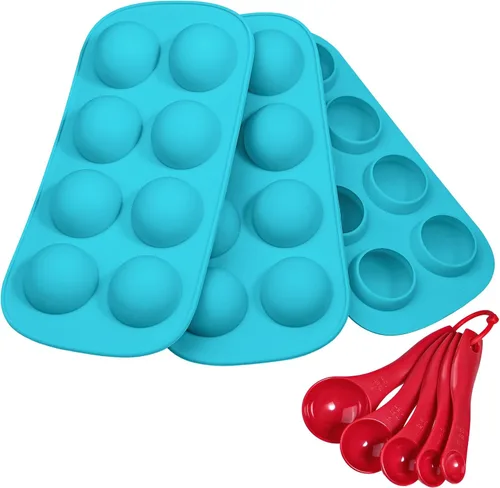 Vista 8 de Webake Sphere Ball - Moldes de silicona de platino, paquete de 3 moldes redondos para hornear de 8 cavidades para Halloween, globos oculares