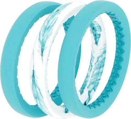 Vista 5 de Groove Life - Anillo apilable de silicona, anillos de boda para mujer, de goma transpirable, anillos cómodos con diseño único