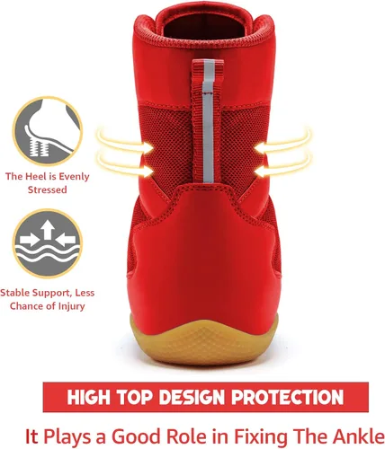 Vista 5 de ASHION Zapatos de lucha libre para hombre, zapatos de boxeo, zapatillas de deporte de fitness con suela cero caída