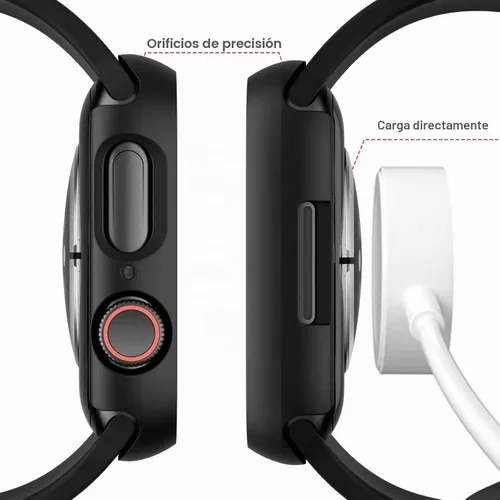 Vista 4 de Paquete de 6 fundas para Apple Watch Series 9, Series 8, Series 7 de 1.61 pulgadas, funda con protector de pantalla de vidrio templado incorporado