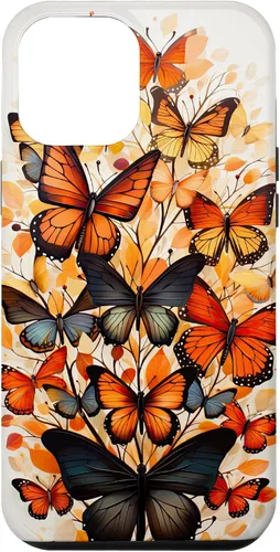 Vista 6 de iPhone 14 mariposa estética naranja mariposas naturaleza acuarela caso