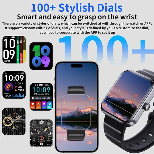 Vista 4 de Relojes inteligentes para mujeres y hombres, reloj inteligente de fitness, monitor de sueño, frecuencia cardíaca, oxígeno en sangre, presión