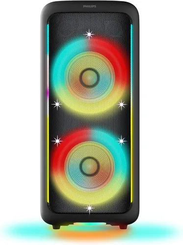Vista 2 de Philips TAX5000 Altavoz Bluetooth para Fiesta, Sonido Máximo de 200W, Bass+, RGB Lightshow, Batería de 14H, TWS y Auracast Multi-Altavoz, Micrófono
