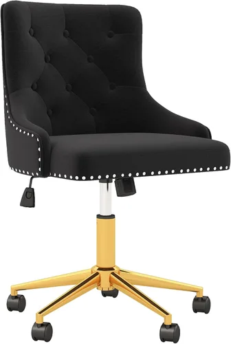 Vista 11 de Silla de escritorio de terciopelo, silla giratoria ajustable tapizada para Beige
