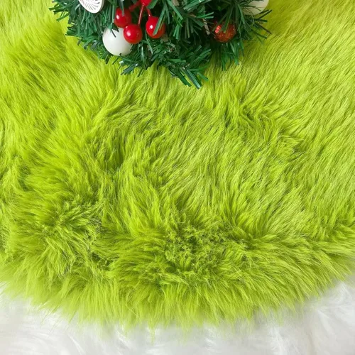 Vista 27 de Falda de árbol de Navidad de felpa negra de 24 pulgadas, pequeña, de piel sintética gruesa, lujosa decoración navideña para Año Nuevo, decoración