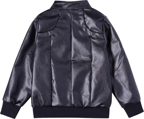 Vista 4 de Chaqueta Moto de cuero de la PU del cuello del soporte de moda de los muchachos (3-12) T