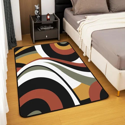 Vista 4 de Alfombra de área en espiral colorida de 3 x 5 pies, abstracta y moderna geométrica, decoración de remolinos, antideslizante, para hombres, mujeres