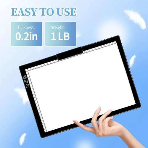 Vista 5 de Caja de luz de rastreo, almohadilla de rastreo iluminada, 6 niveles de brillo, tablero de luz recargable para trazar con clip integrado y 57 piezas