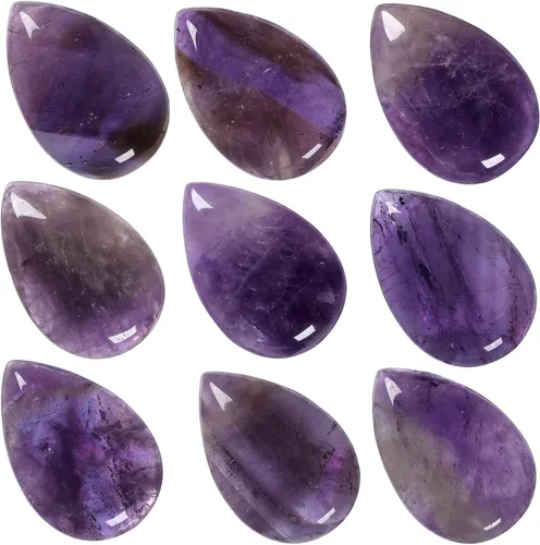 Vista 12 de rockcloud Paquete de 10 piedras planas de cabujón en forma de lágrima para la fabricación de joyas, piedras planas de cristal natural para proyectos