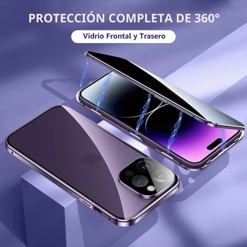 Vista 4 de Funda antiespía para iPhone 14 Pro Max, cubierta de vidrio templado de privacidad frontal y trasera de 360 grados, pantalla antiespía, absorción