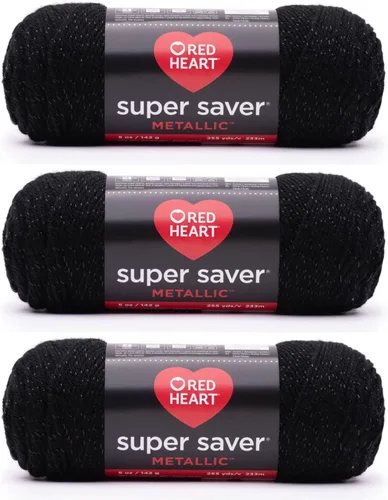 Vista 20 de Red Heart Super Saver - Hilo metálico negro – Paquete de 3 unidades de 5 onzas/142 gramos – Acrílico – 4 medianos (peinado) – 255 yardas