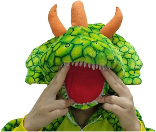 Vista 4 de Triceratops - Pijama de animal para Halloween, disfraz de animal para adultos, de dibujos animados, de una pieza, unisex