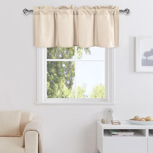 Vista 60 de DWCN Cortinas de Cenefa para Sala de Estar, Cocina, Baño/Sótano - Aqua Sólido, 1 Panel, 42 x 12 Pulgadas, Oscurecimiento de Habitación Solid Short