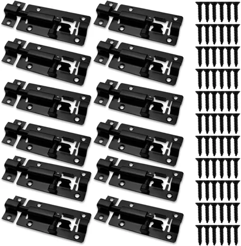 Vista 8 de SANATO Pestillo de perno de barril deslizante de 3 pulgadas, cerradura deslizante de acero inoxidable para seguridad de puerta, negro (4 piezas)