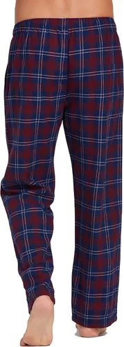 Vista 4 de Pantalones de pijama para hombre, de franela de 100% algodón, supersuaves, a cuadros