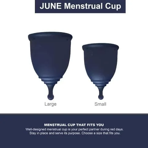 Vista 4 de June Copa menstrual (firme, grande, 1 unidad) – Vaso de silicona suave reutilizable para una protección cómoda y a prueba de fugas – Alternativa