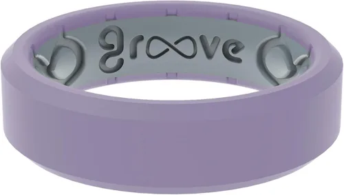 Vista 7 de Groove Life Anillo de silicona sólido y delgado - Anillos de boda de goma transpirables para mujeres, cobertura de por vida, diseño único, anillo