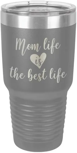 Vista 11 de Vaso grabado con texto en inglés "MOM LIFE IS THE BEST LIFE Engraved 30oz" grabado con láser en polvo de acero con revestimiento de polvo taza