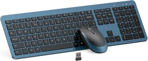Vista 8 de Combo de teclado y mouse inalámbricos, tamaño completo, delgado, inalámbrico, con teclado numérico, conexión estable de 2.4 G, DPI ajustable