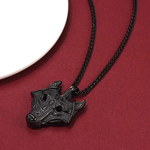 Vista 9 de FaithHeart Collar con colgante de lobo vikingo nórdico para hombres y mujeres, acero inoxidable, chapado en oro de 18 quilates, joyería con embalaje