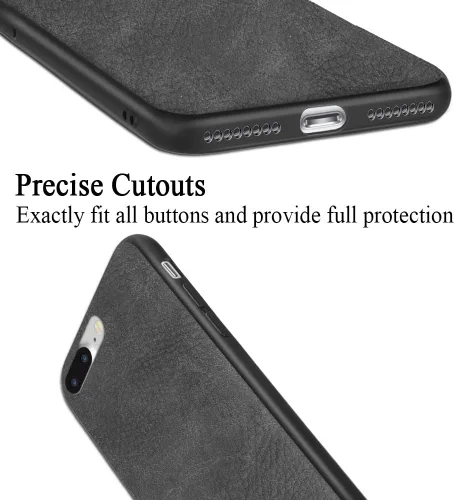 Vista 4 de Funda para iPhone 7 Plus para iPhone 8 Plus, a prueba de golpes, con suave piel sintética, protección híbrida de policarbonato duro, para Apple Negro