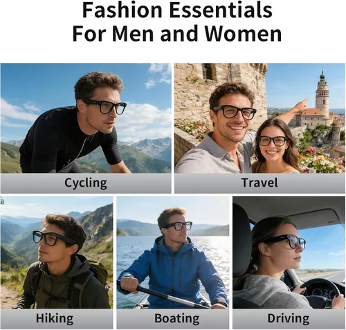 Vista 8 de Lentes inteligentes AI con estabilización de cámara, grabación de video POV de 8 MP, traducción AI en tiempo real, asistente inteligente