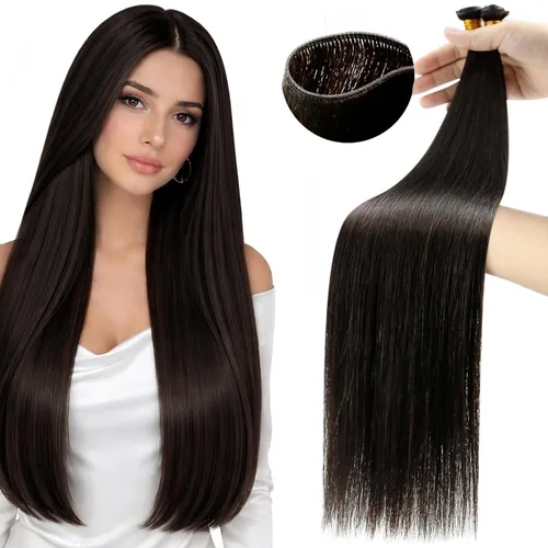 Vista 62 de Moresoo Extensiones de cabello humano real para coser, color negro natural
