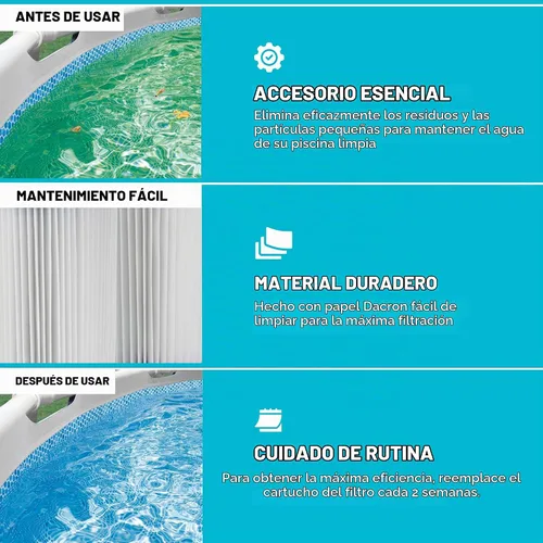 Vista 6 de INTEX 29002E - Cartucho de filtro de piscina tipo A: para bombas de filtro INTEX, fácil de limpiar, papel Dacron, filtración eficiente, paquete