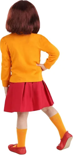Vista 3 de Scooby Doo Velma Costume for Toddlers, Orange Turtleneck Sweater & Knee High Socks, Red Skirt & Glasses