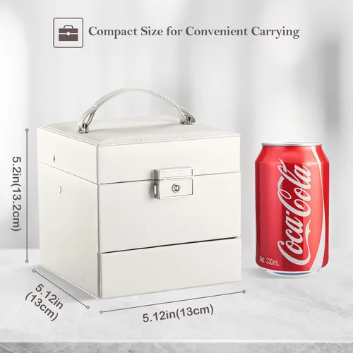 Vista 2 de ProCase Joyero para niñas y mujeres que viajan regalo ideal pequeño organizador de joyas de 3 capas con cerradura de espejo organizador para aretes