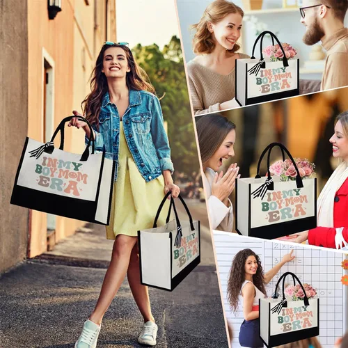 Vista 5 de Bolsa de lona para mamá, enfermera, profesora, jefa, perro, mamá, regalos de cumpleaños de Navidad para mujeres, señora para ir de compras