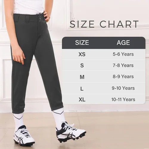 Vista 6 de Stelle Pantalones de sóftbol para niñas, pantalones de béisbol para jóvenes, pantalones de lanzamiento rápido con bolsillos, camiseta para niños