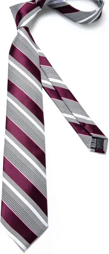 Vista 4 de DiBanGu Juego de gemelos cuadrados con lazo de seda para hombre diseño de rayas diseño formal para negocios graduación boda 59