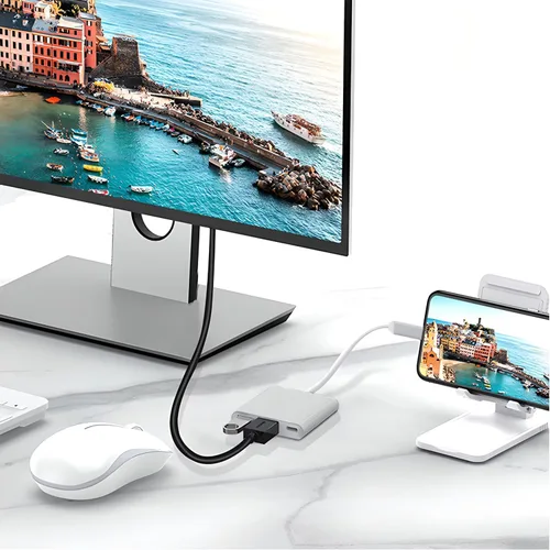 Vista 7 de Adaptador USB-C a HDMI (compatible con 4K / 30Hz) - Cable convertidor tipo C 3 en 1 para MacBook Pro, MacBook, Mac Pro, iMac, Chromebook y más