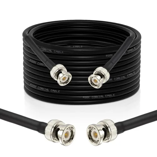 Vista 10 de Superbat Cable BNC a BNC de 6 pies, cable coaxial de extensión BNC RG8X de 50 ohmios Puente macho BNC resistente para radio bidireccional, antena