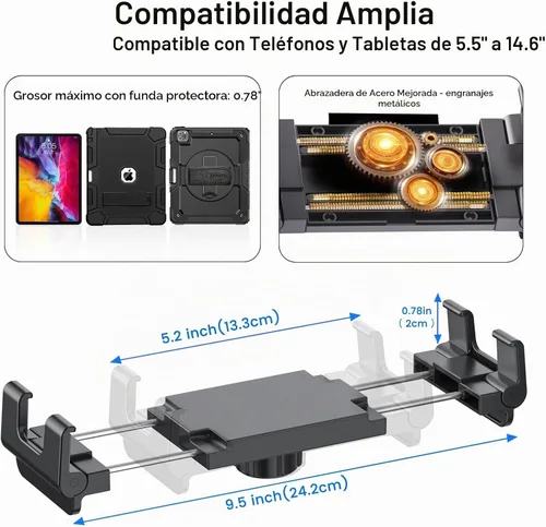 Vista 6 de PLDHPRO - Soporte para tablet para tablero de automóvil y parabrisas, soporte de iPad con ventosa para camión, se adapta a iPad Pro Air Mini Galaxy