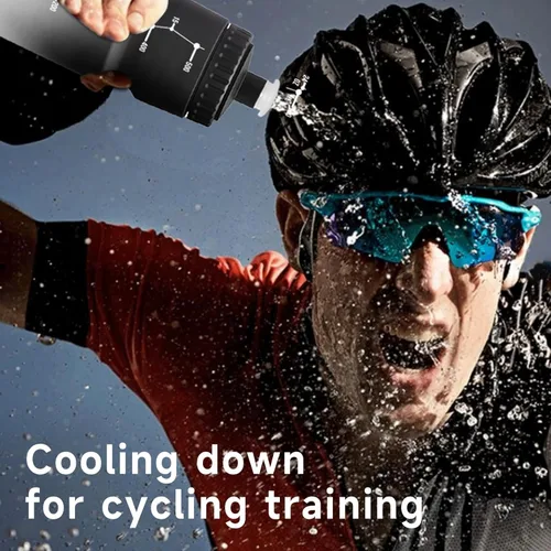 Vista 3 de Botella de agua para bicicleta, botella de agua exprimible para ciclismo, a prueba de fugas, sin BPA, con escala de capacidad con tapa superior