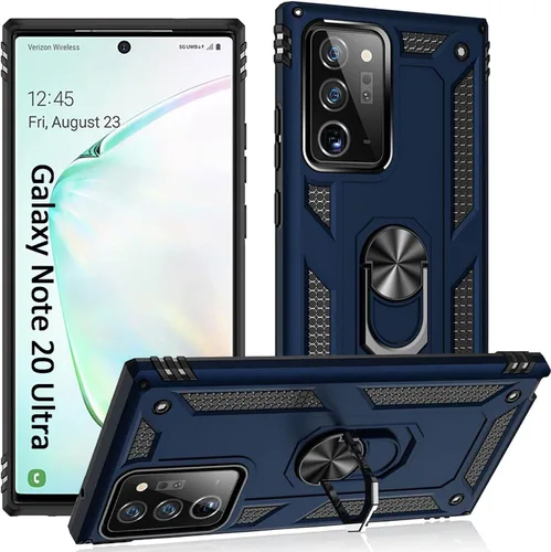 Vista 11 de Note 20 Ultra - Funda para Samsung Note 20 Ultra, con anillo de soporte, soporte ajustable, grado militar, protección resistente, a prueba de Negro