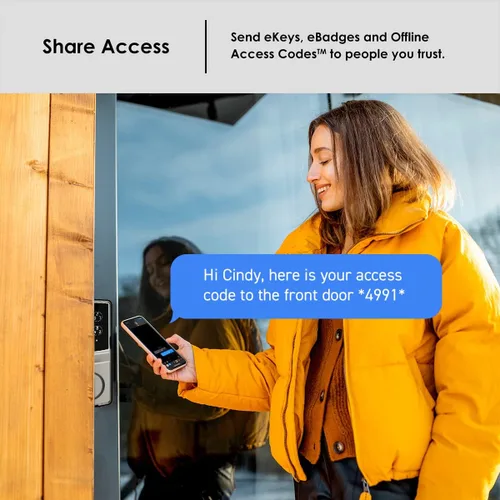 Vista 7 de Lockly Secure Plus - Cerradura de puerta inteligente, entrada sin llave con huella digital y tarjeta RFID, teclado PIN Genie, control