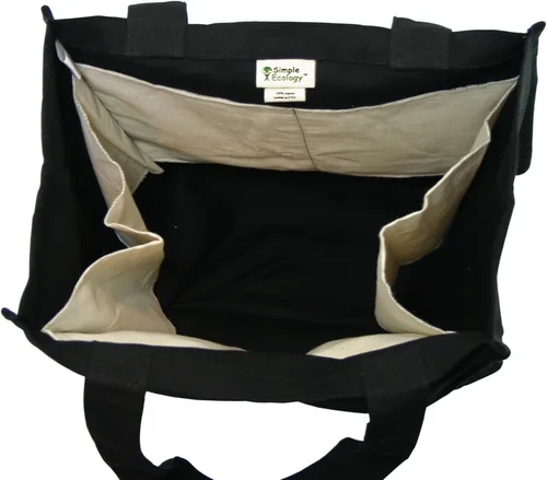Vista 4 de Simple Ecology Bolsa de compras reutilizable de algodón orgánico; fundas para botellas, soporte inferior rígido (diseño actualizado)