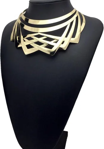 Vista 2 de YAZILIND Gargantilla de aleación, simple, collar corto, gargantilla, babero, moda, disfraz, regalo de joyería