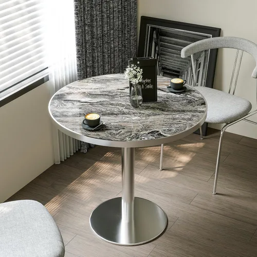 Vista 11 de Mesa de tulipán de 31.5 pulgadas, mesa de comedor redonda con mesa de Aqua Jade (oro rosa)