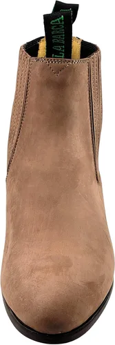 Vista 3 de Botin Charro La Barca Nobuck Botas de tobillo de cuero para hombre Pull On Marrón (Topo)