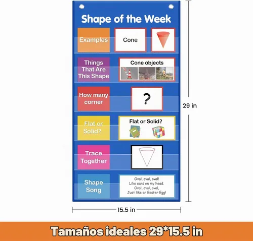 Vista 5 de Auchq All About Shapes - Póster de pared con 65 tarjetas, ideal para VPK, preescolar, preescolar, jardín de infantes, grado 1