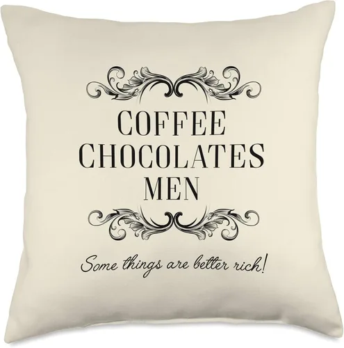 Vista 5 de Ideas de regalo para amantes del chocolate para mujeres, chocolates, café y hombres son mejores ricos, divertido con texto humor, 15.7 x 15.7 in