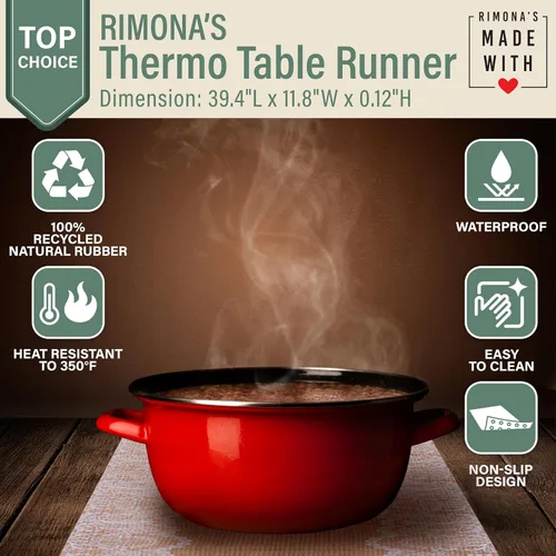 Vista 3 de RIMONA'S Camino de mesa resistente al calor, impermeable, protector de mesa, salvamanteles a prueba de calor 350F para platos calientes y ollas