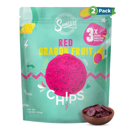 Vista 11 de Suncore Foods Papas fritas de fruta de dragón blanco, aperitivo crujiente de pitaya, 5.32 onzas, paquete de 1 Chips de fruta de dragón blanco