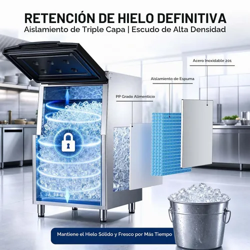 Vista 5 de Commercial Ice Maker, 700Lbs/24H with 500LBS Storage Bin Silver