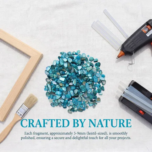 Vista 2 de MOP Pequeñas mini conchas de nácar trituradas azules Fragmentos naturales de conchas marinas para manualidades, relleno de jarrón y decoración