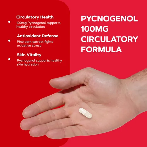 Vista 4 de GNC Pycnogenol 100 mg, apoya la salud circulatoria, 30 cápsulas Powerful Antioxidant that Protects Cells from Free Radical Damage and Helps